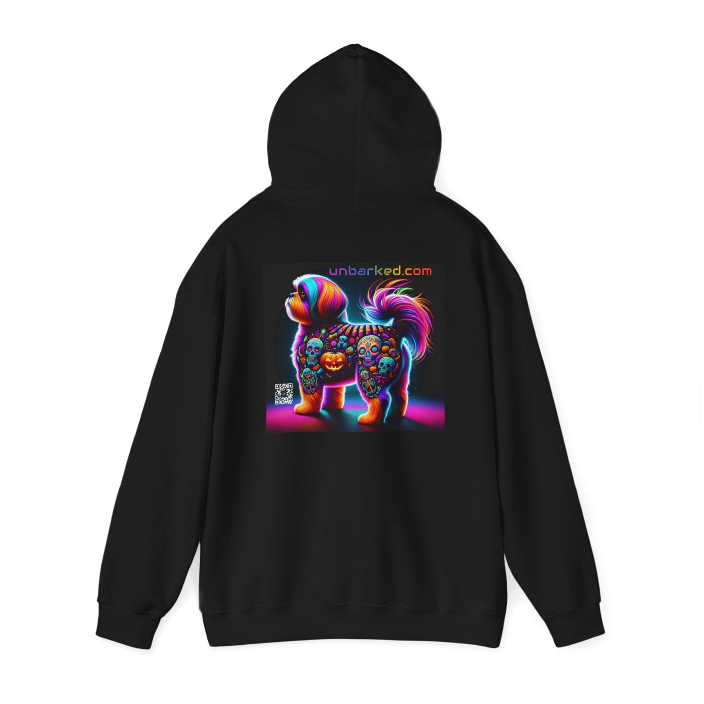 Hooded Sweatshirt UNBARKED! Halloween Collection - Shihtzu Dog Vibrant Día de Muertos Tattoo Hoodie Unisex Heavy Blend™