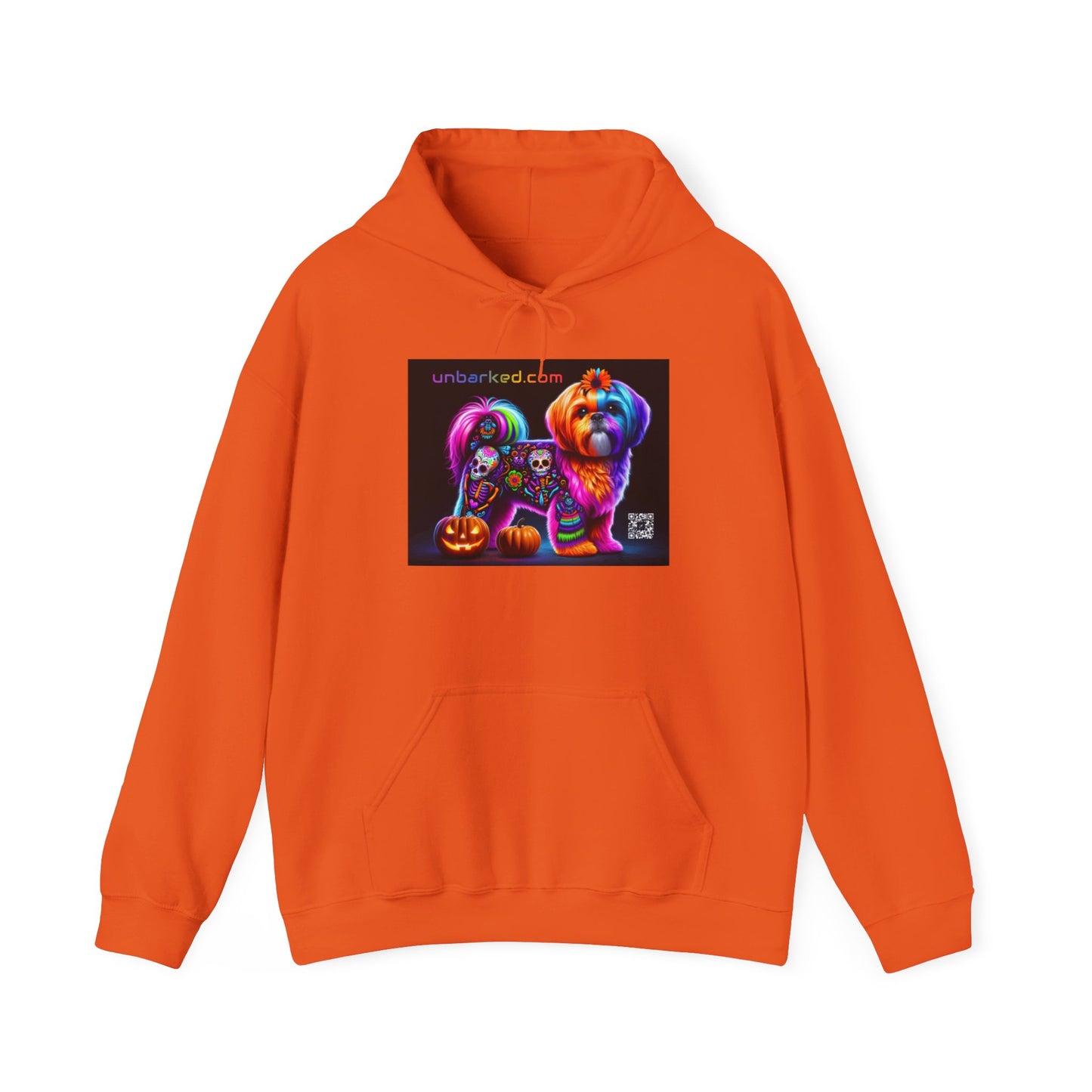 Hooded Sweatshirt UNBARKED! Halloween Collection - Shihtzu Dog Vibrant Día de Muertos Tattoo Hoodie Unisex Heavy Blend™