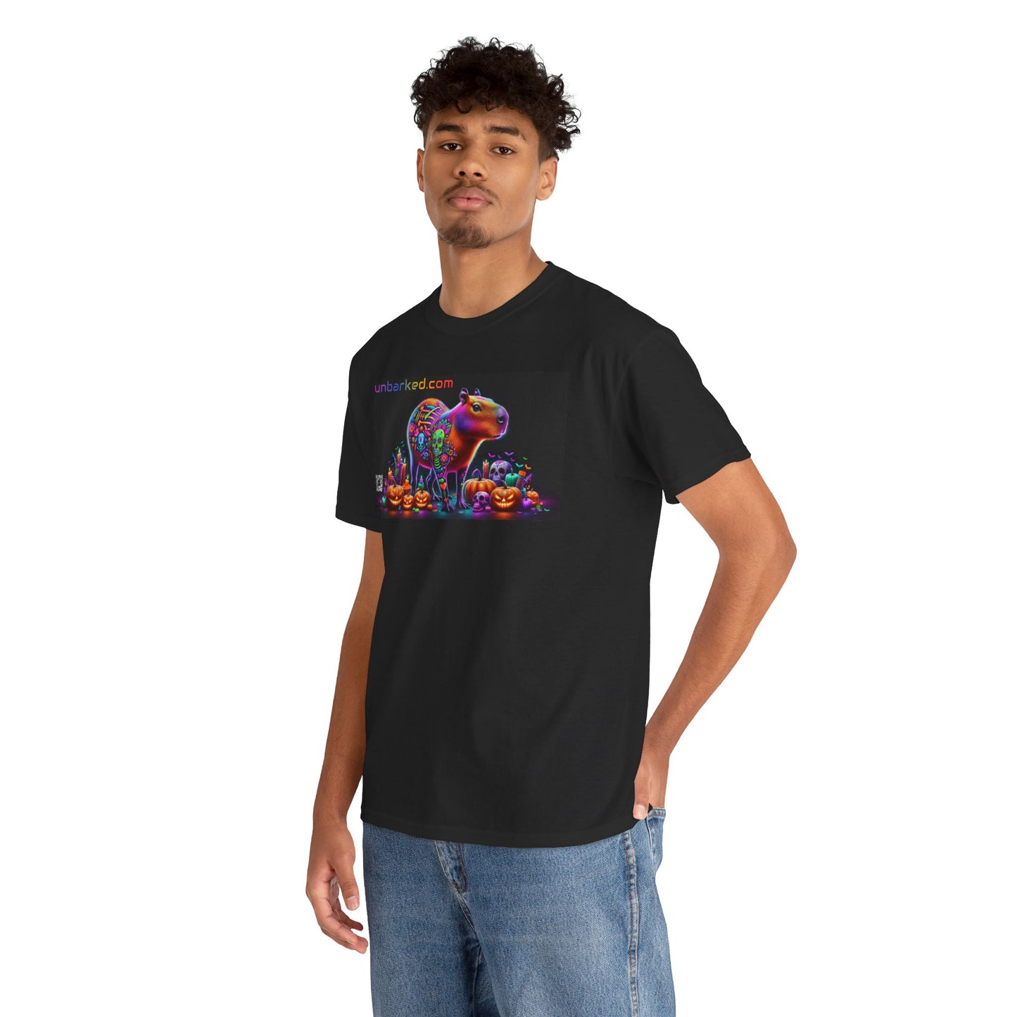 UNBARKED! Halloween Collection - Capybara Vibrant Día de Muertos Tattoo Unisex Heavy Cotton Tee