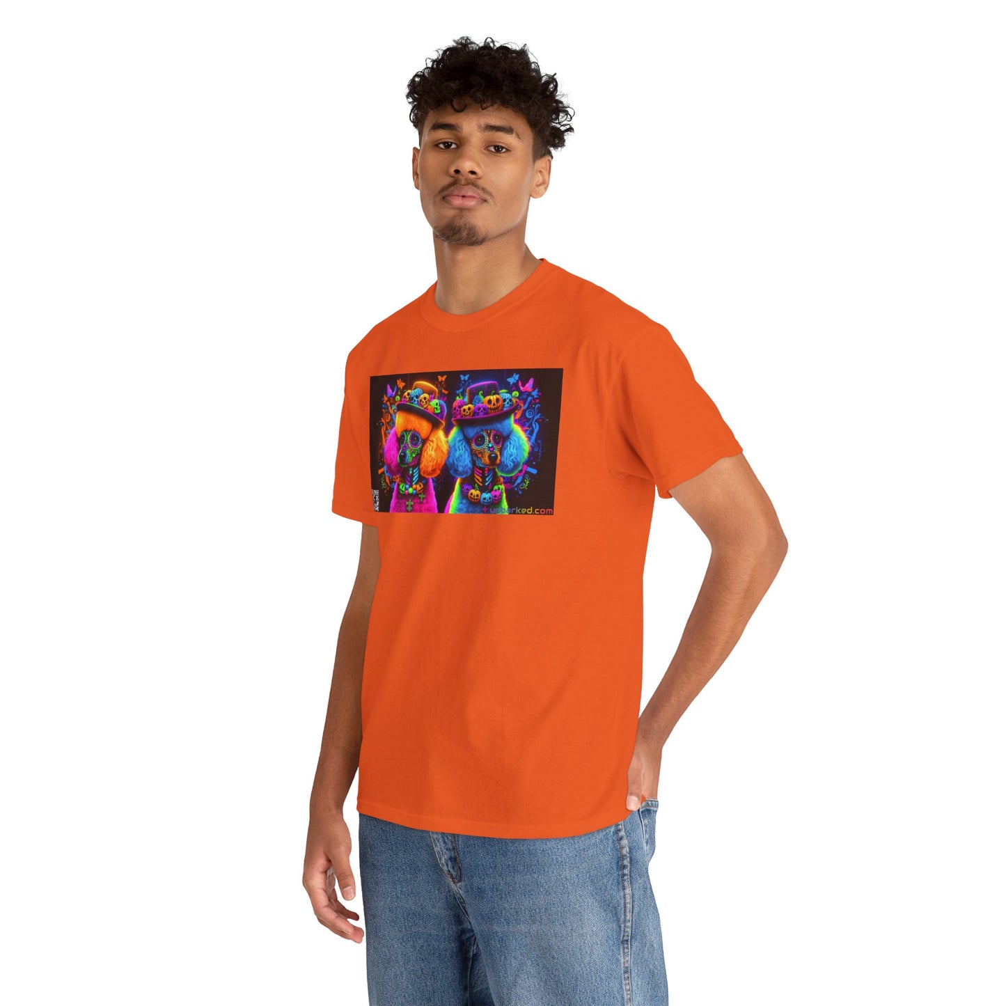 UNBARKED! Halloween Collection - Poodle Dog Vibrant Día de Muertos Tattoo Unisex Heavy Cotton Tee