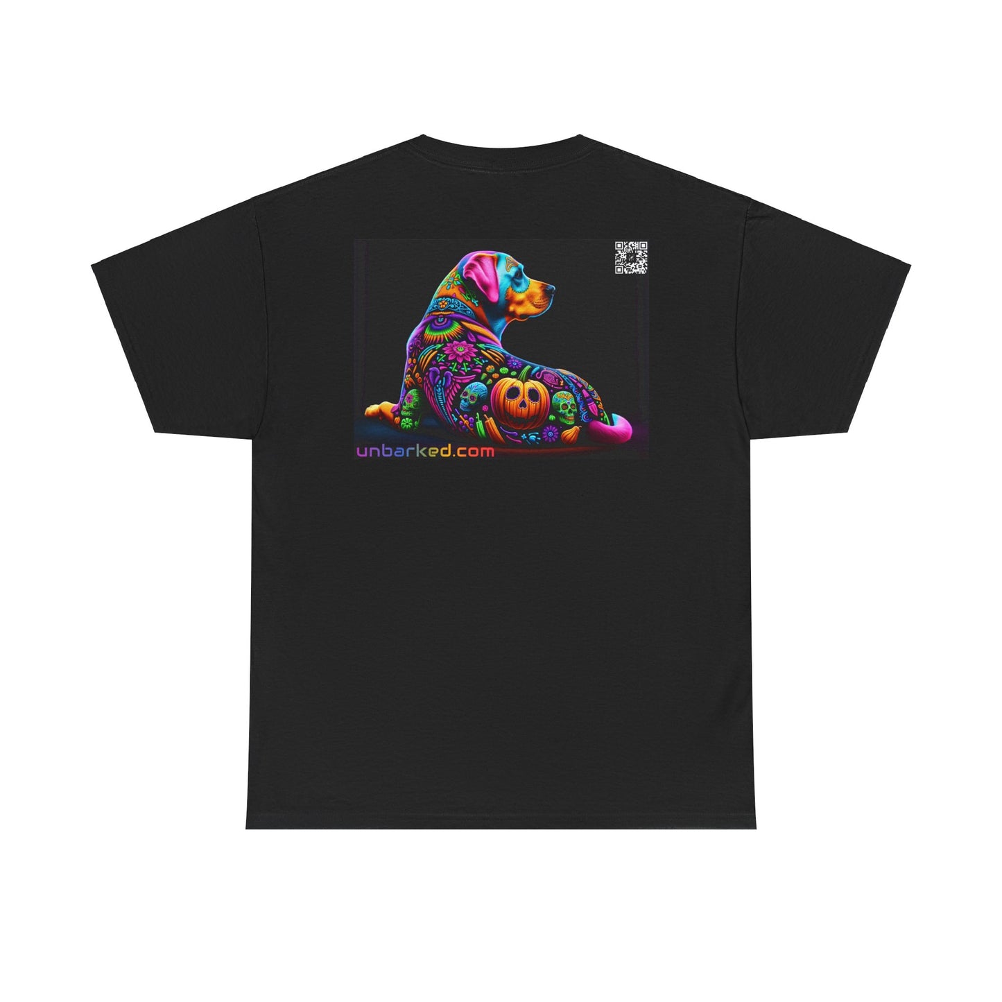 UNBARKED! Halloween Collection - Labrador Retreiver Dog Vibrant Día de Muertos Tattoo Unisex Heavy Cotton Tee