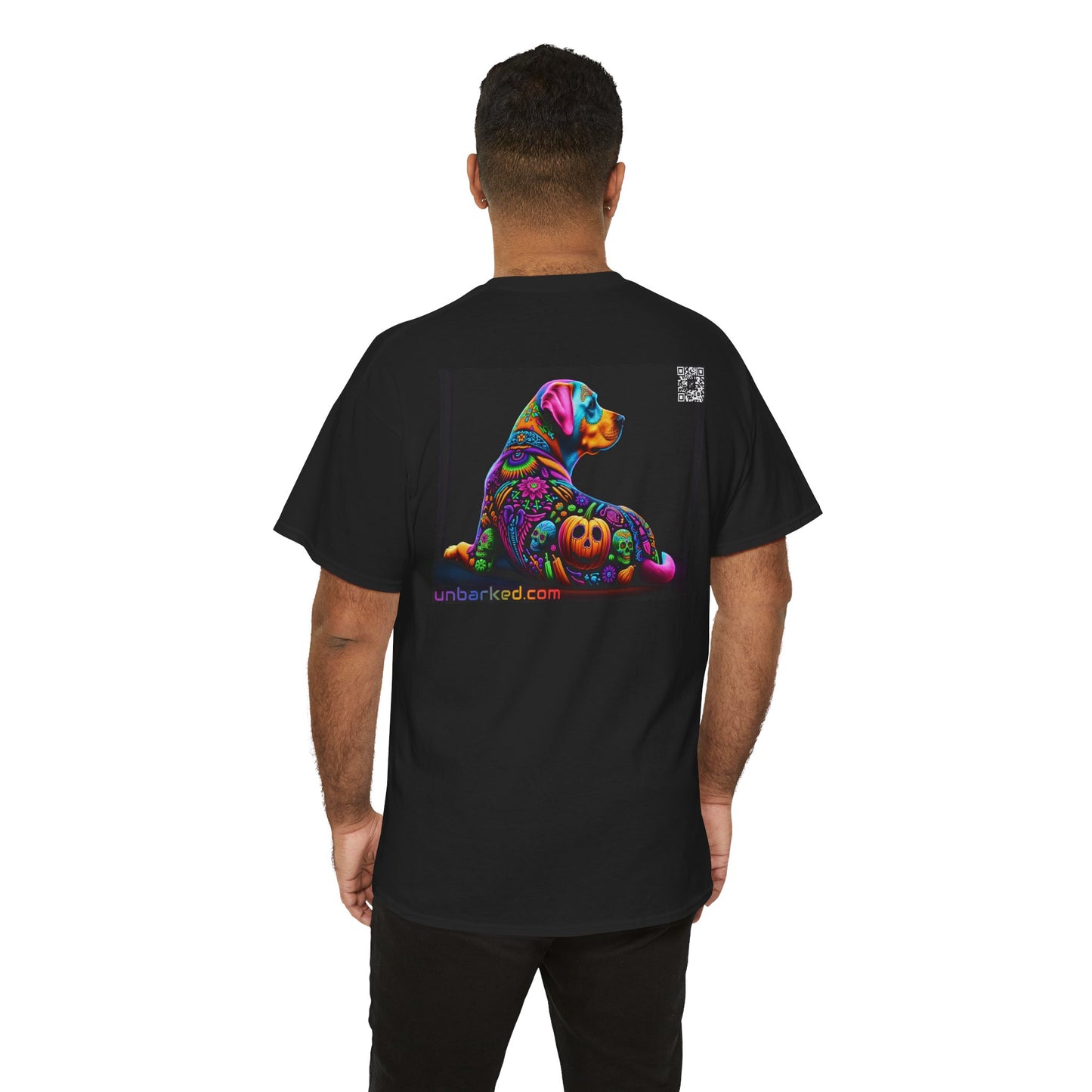 UNBARKED! Halloween Collection - Labrador Retreiver Dog Vibrant Día de Muertos Tattoo Unisex Heavy Cotton Tee
