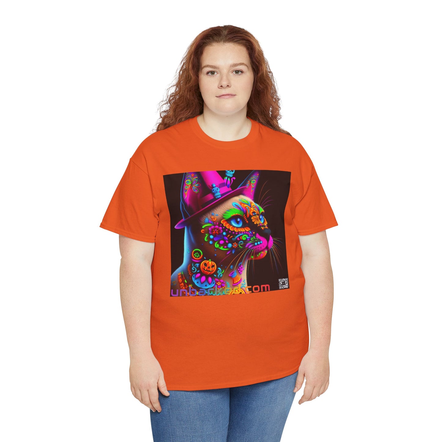 UNBARKED! Halloween Collection - Siamese Cat Vibrant Día de Muertos Tattoo Unisex Heavy Cotton Tee