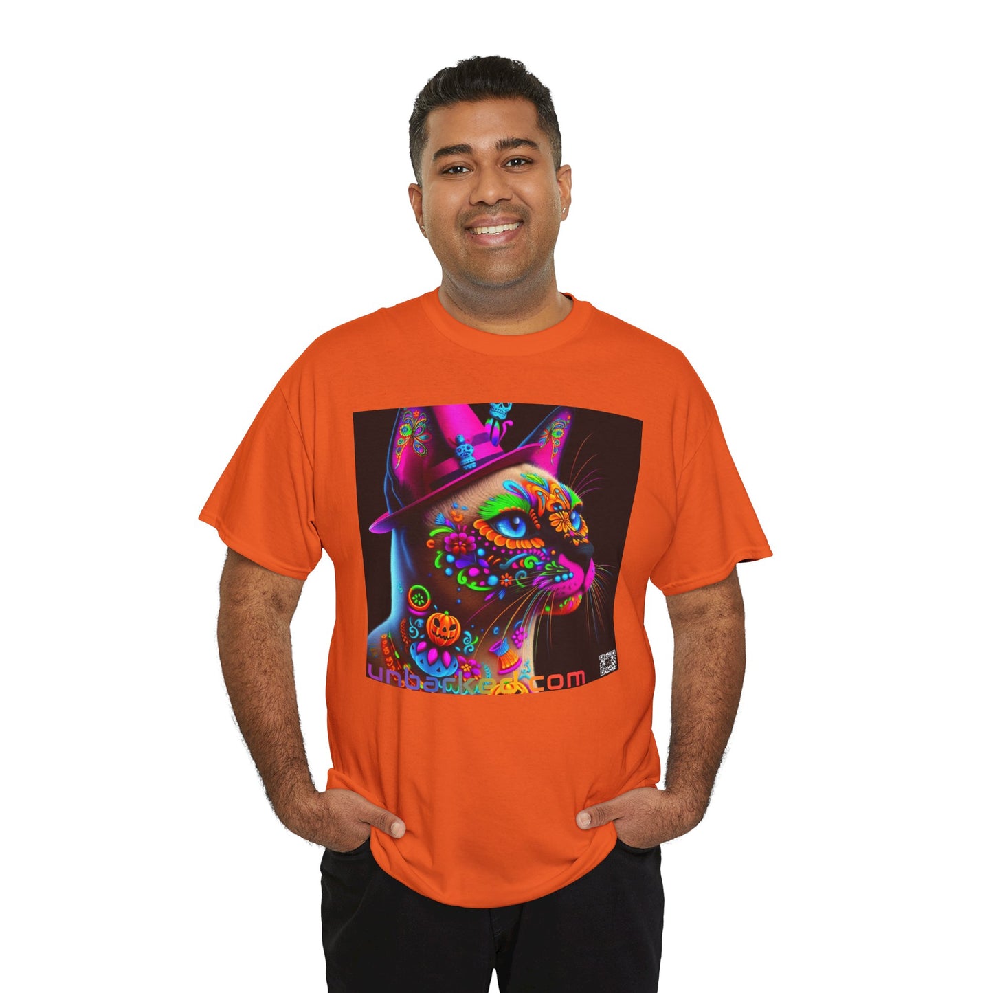 UNBARKED! Halloween Collection - Siamese Cat Vibrant Día de Muertos Tattoo Unisex Heavy Cotton Tee