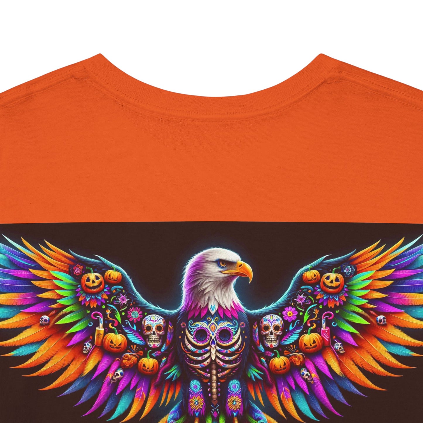 UNBARKED! Halloween Collection - Bald Eagle Vibrant Día de Muertos Tattoo Unisex Heavy Cotton Tee Shirt