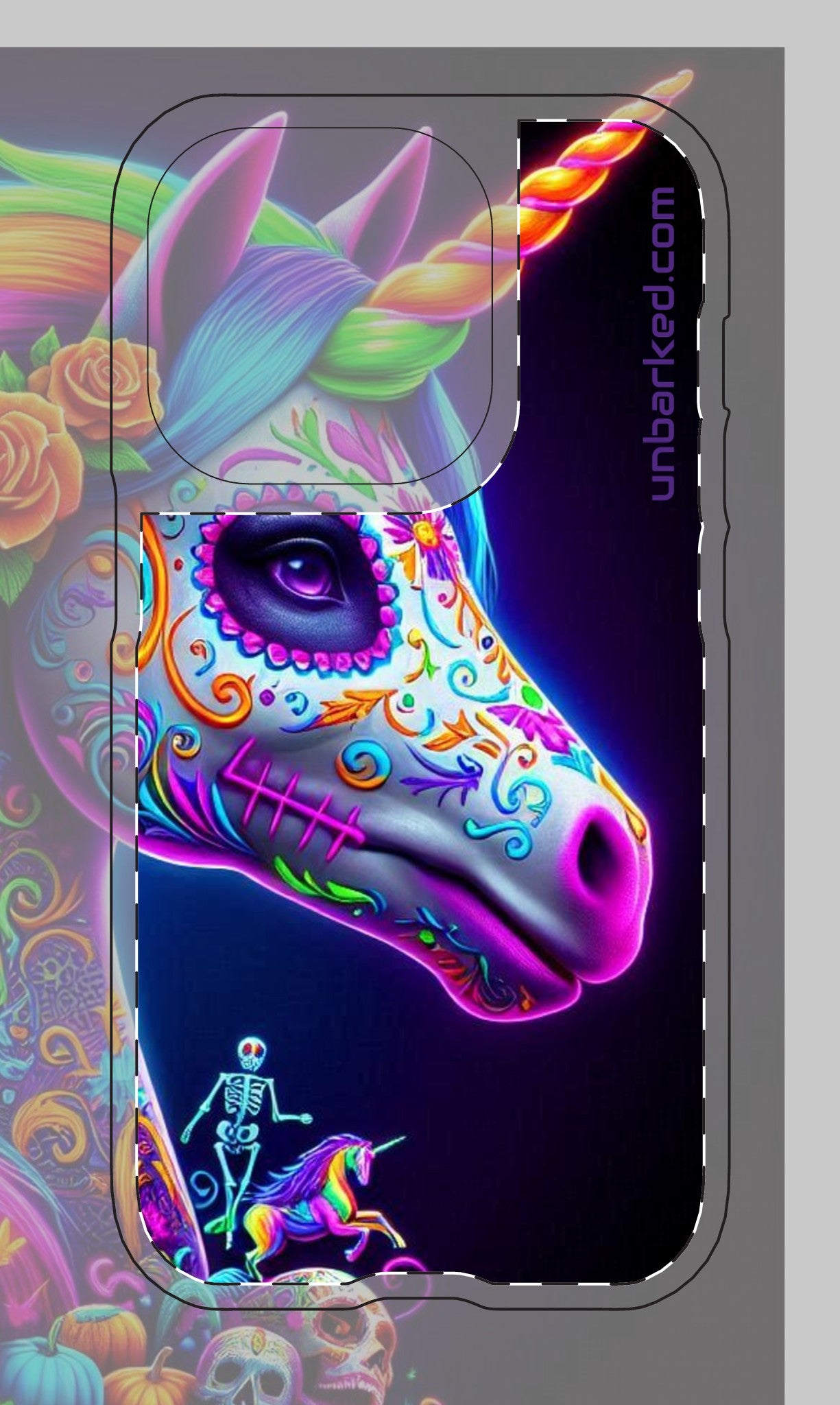 iphone 14 & 15 UNBARKED! Halloween Collective Dia De Los Muertos Unicorn Tough Magnetic Cases