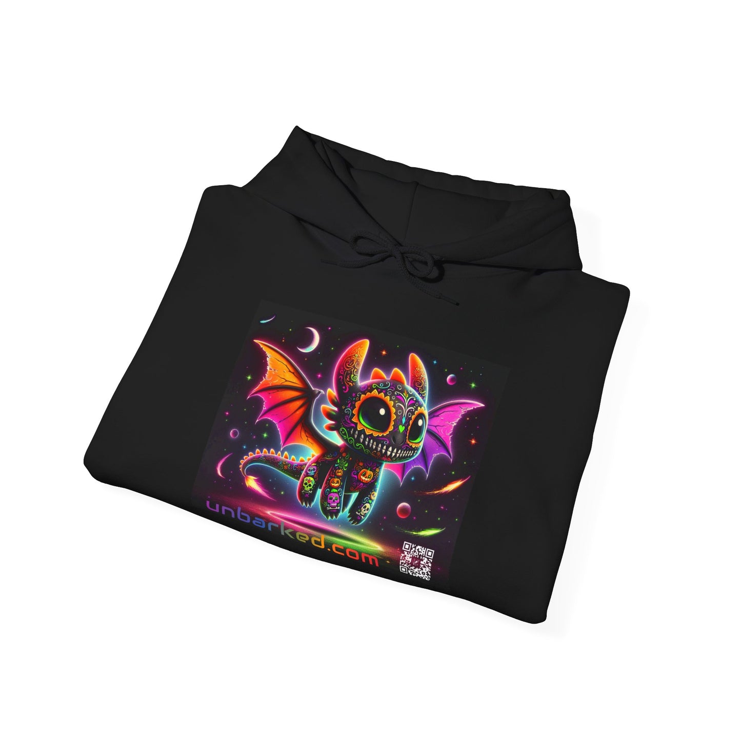 Hooded Sweatshirt UNBARKED! Halloween Collection - Dragon Vibrant Día de Muertos Tattoo Hoodie Unisex Heavy Blend™