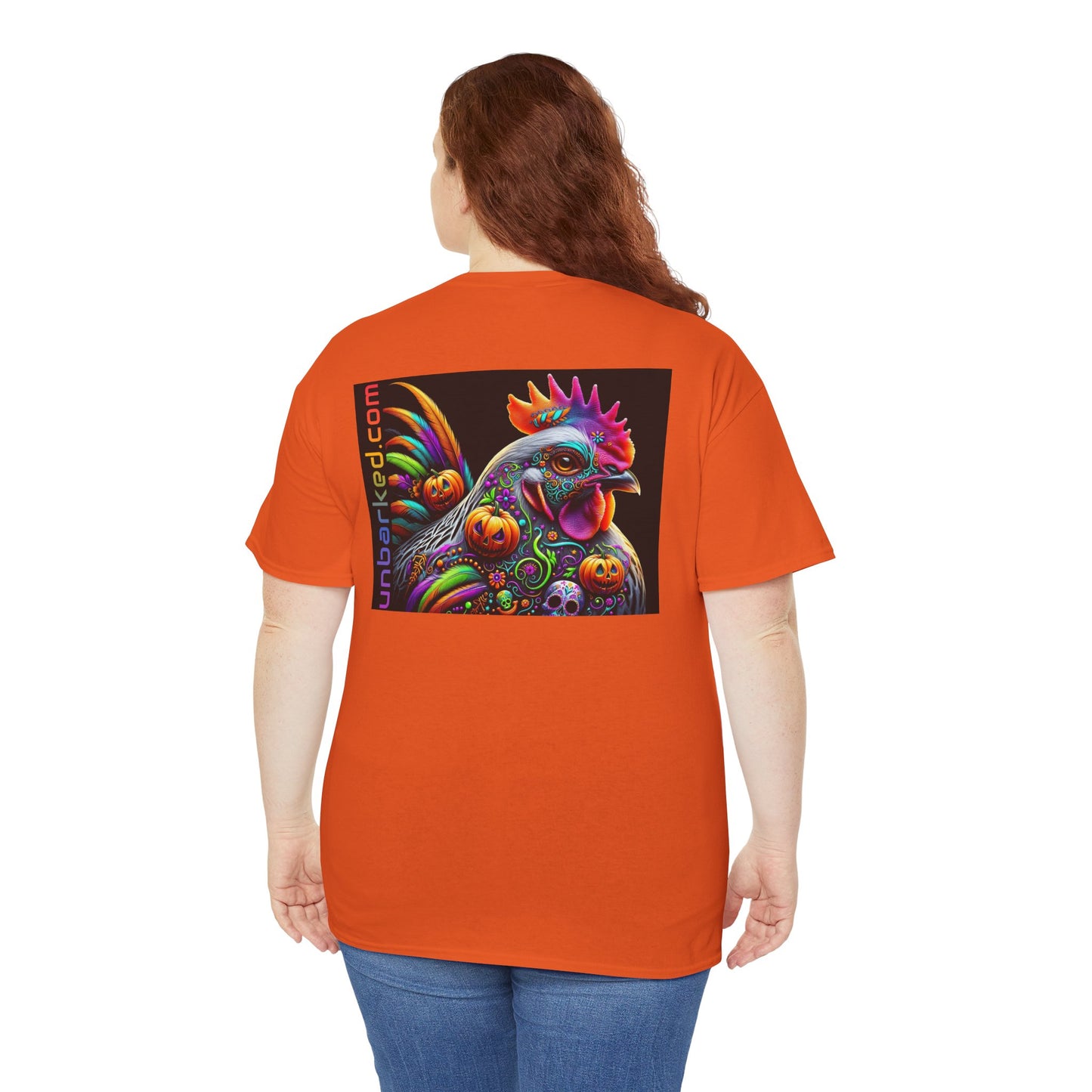 UNBARKED! Halloween Collection - Silver Laced Wyndotte Vibrant Día de Muertos Tattoo Unisex Heavy Cotton Tee Shirt