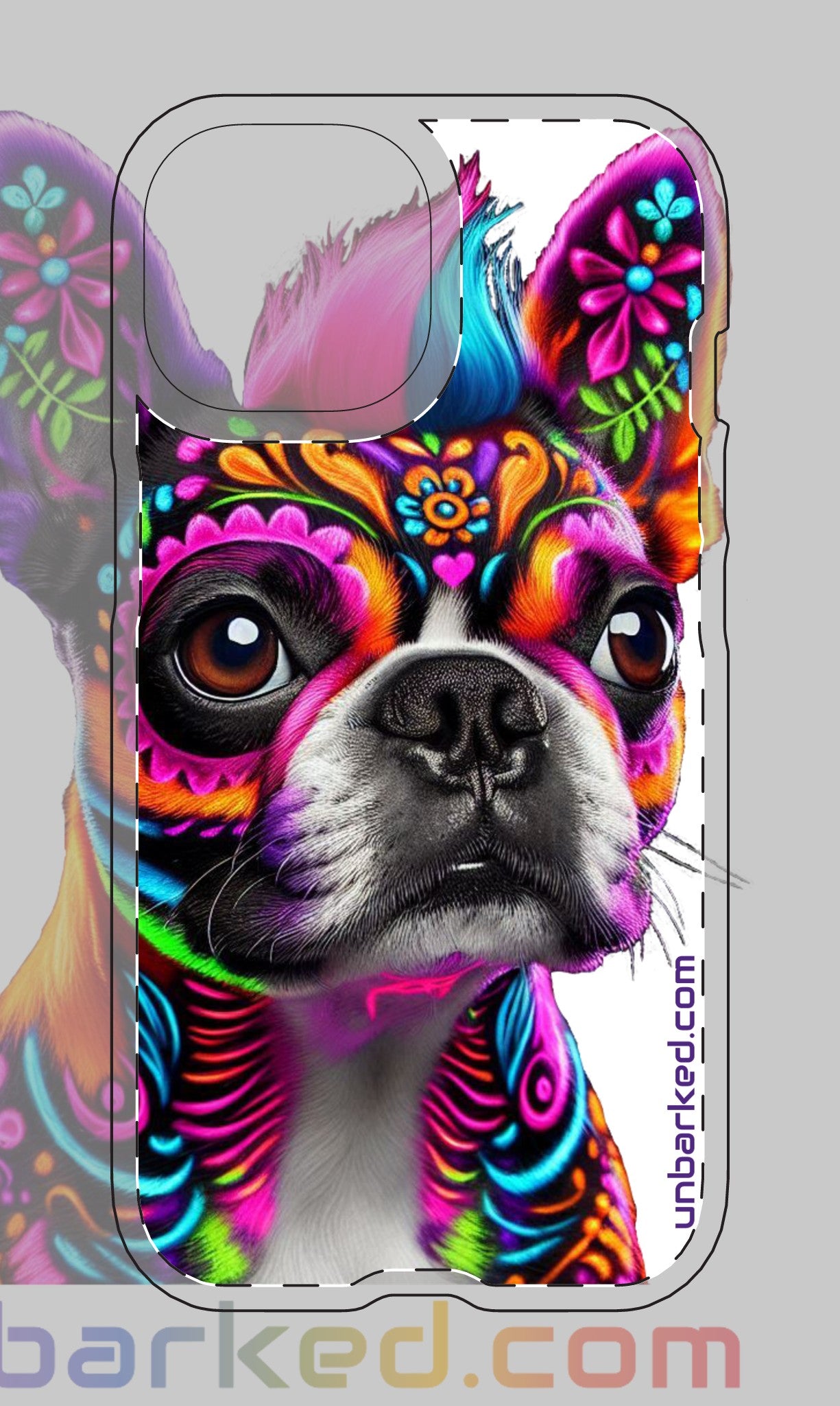 iphone 14 & 15 UNBARKED! Halloween Collective Dia De Los Muertos Boston Terrier Tough Magnetic Cases