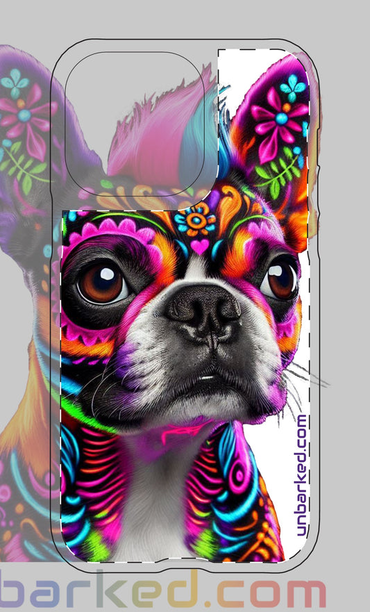 iphone 14 & 15 UNBARKED! Halloween Collective Dia De Los Muertos Boston Terrier Tough Magnetic Cases