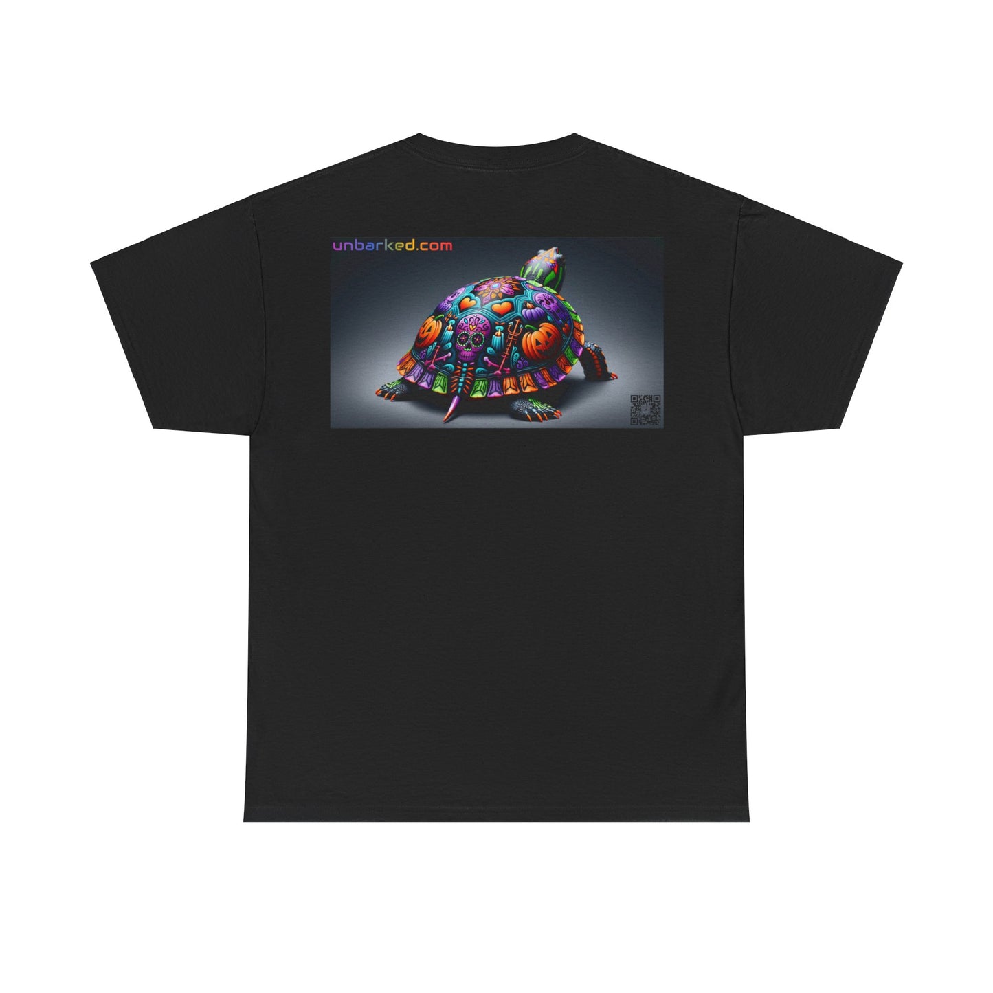 UNBARKED! Halloween Collection - Painted Slider Turtle Vibrant Día de Muertos Tattoo Unisex Heavy Cotton Tee Shirt