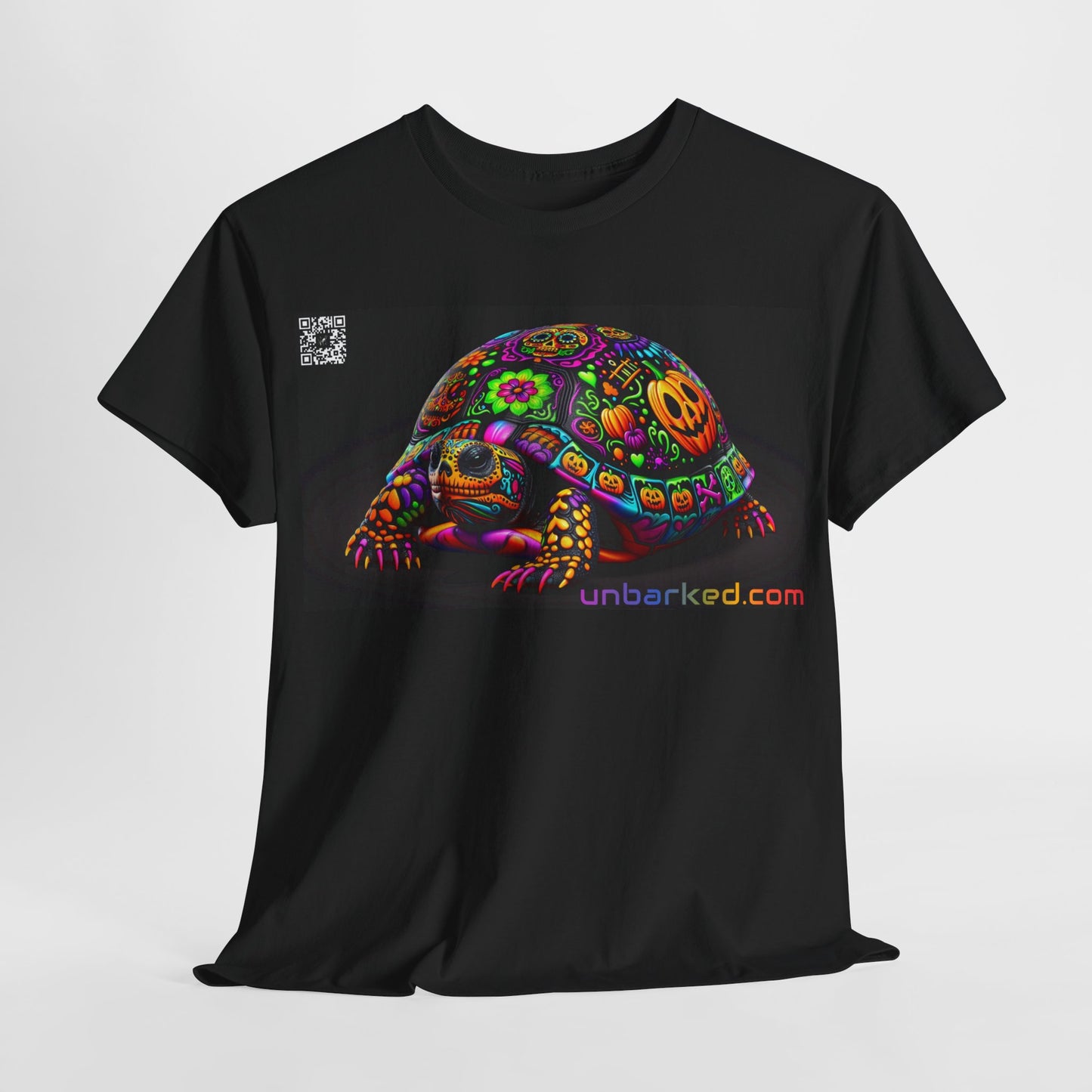 UNBARKED! Halloween Collection - Painted Slider Turtle Vibrant Día de Muertos Tattoo Unisex Heavy Cotton Tee Shirt