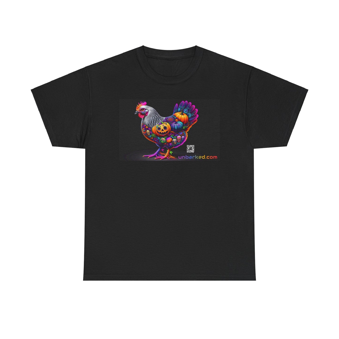 UNBARKED! Halloween Collection - Silver Laced Wyndotte Vibrant Día de Muertos Tattoo Unisex Heavy Cotton Tee Shirt