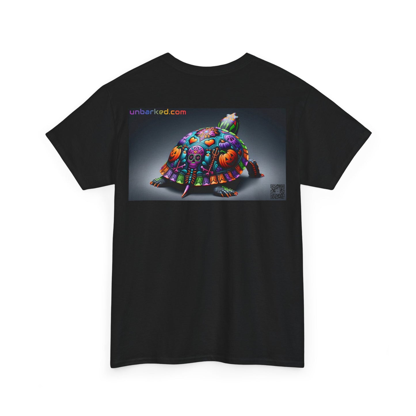 UNBARKED! Halloween Collection - Painted Slider Turtle Vibrant Día de Muertos Tattoo Unisex Heavy Cotton Tee Shirt