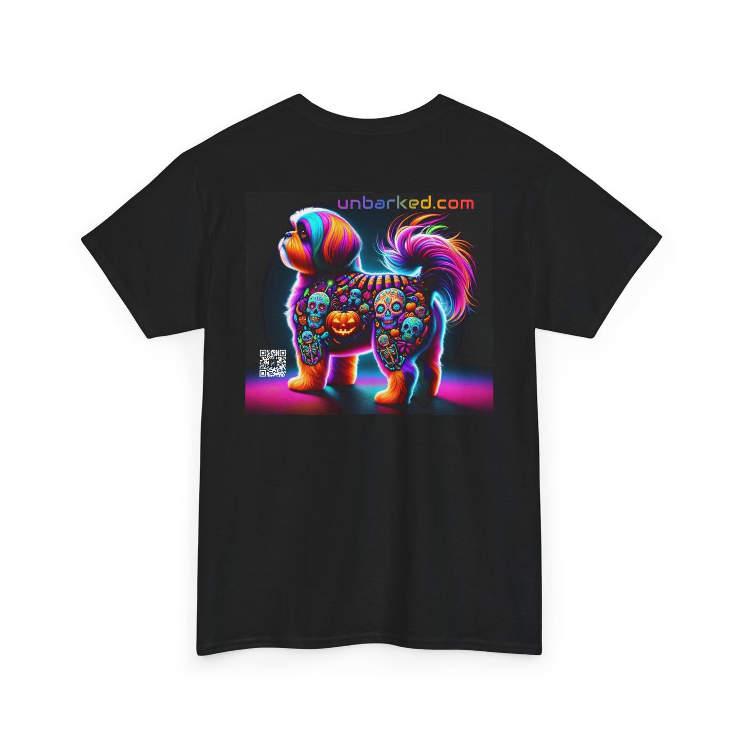 UNBARKED! Halloween Collection - Shih-Tzu Dog Vibrant Día de Muertos Tattoo Unisex Heavy Cotton Tee