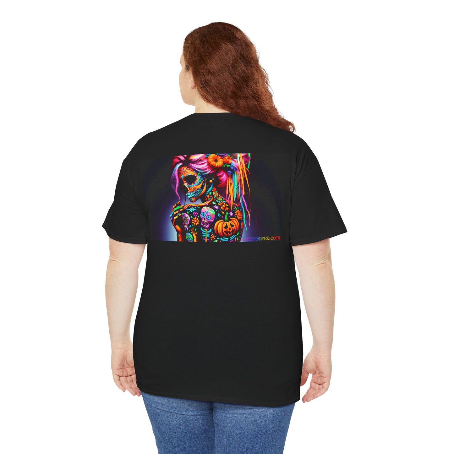 UNBARKED! Halloween Collection - Sexy Vibrant Día de Muertos Tattoo Unisex Heavy Cotton Tee Shirt