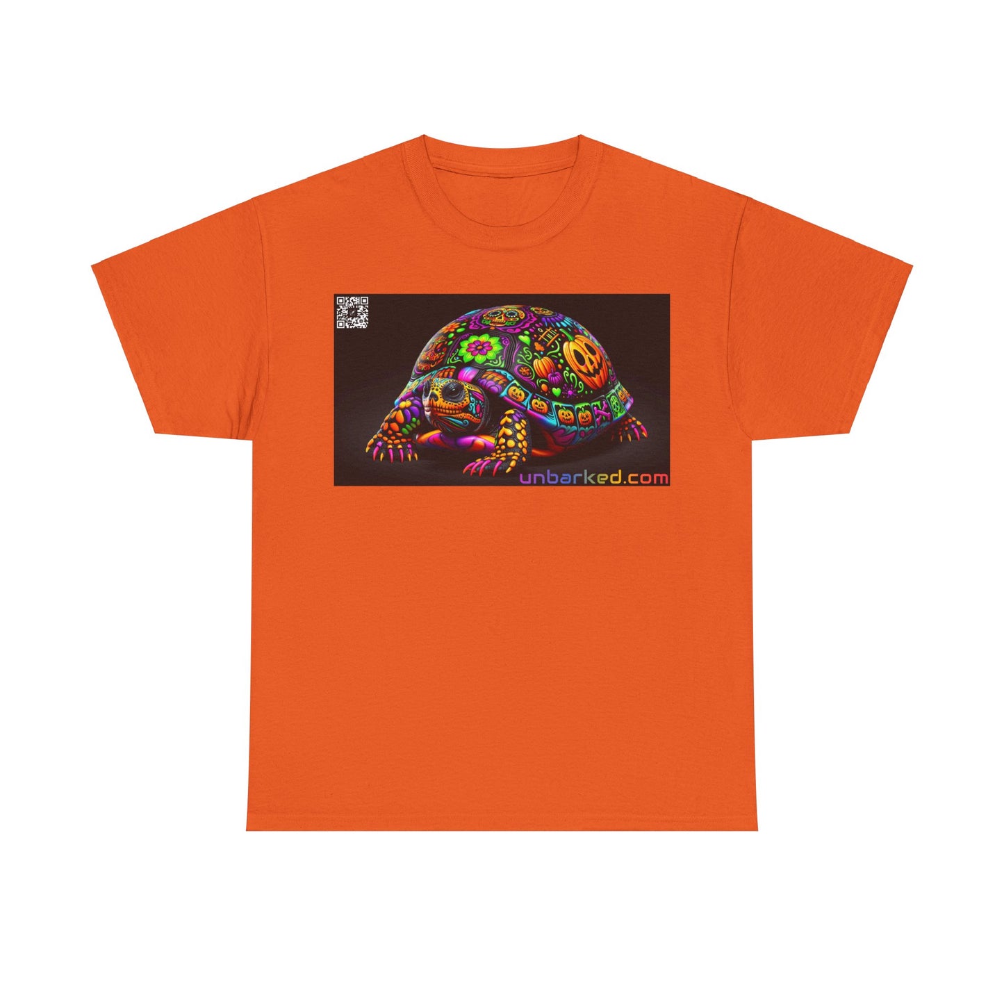 UNBARKED! Halloween Collection - Painted Slider Turtle Vibrant Día de Muertos Tattoo Unisex Heavy Cotton Tee Shirt