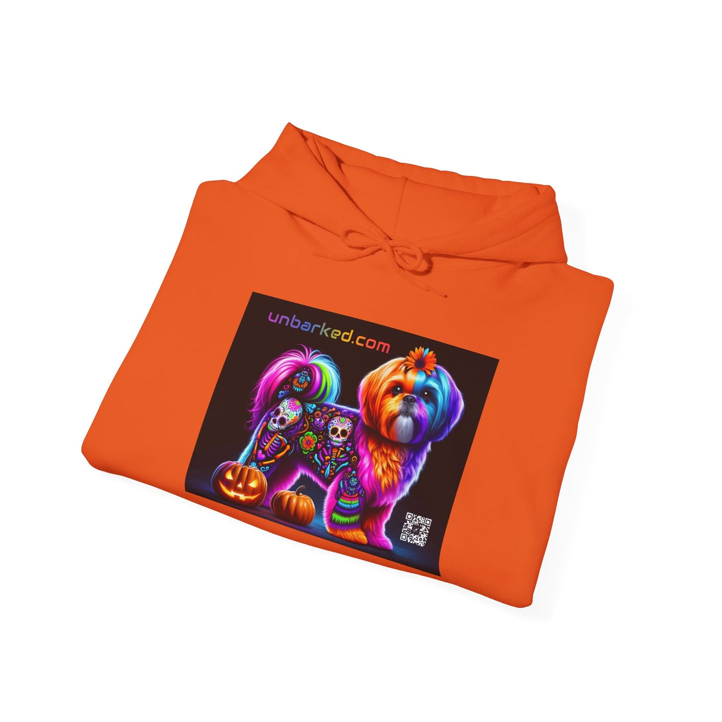 Hooded Sweatshirt UNBARKED! Halloween Collection - Shihtzu Dog Vibrant Día de Muertos Tattoo Hoodie Unisex Heavy Blend™