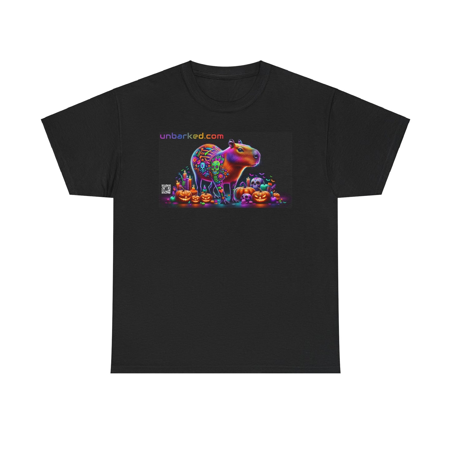 UNBARKED! Halloween Collection - Capybara Vibrant Día de Muertos Tattoo Unisex Heavy Cotton Tee