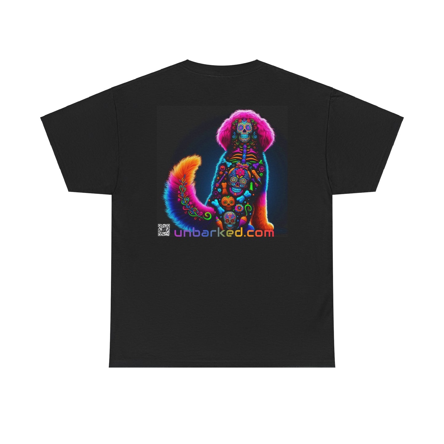 UNBARKED! Halloween Collection - Bernadoodle Dog Vibrant Día de Muertos Tattoo Unisex Heavy Cotton Tee