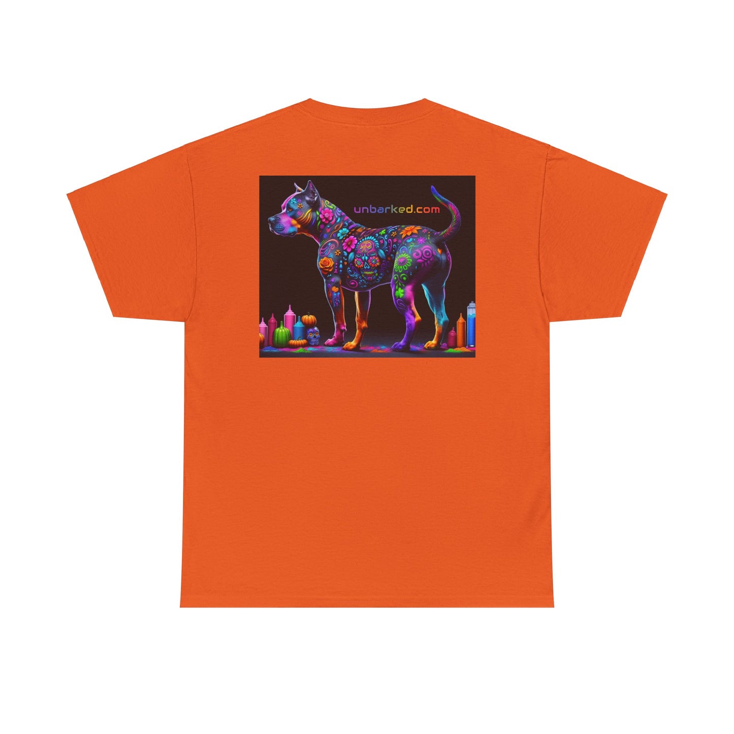 UNBARKED! Halloween Collection - Pitbull Dog Pittie Vibrant Día de Muertos Tattoo Unisex Heavy Cotton Tee