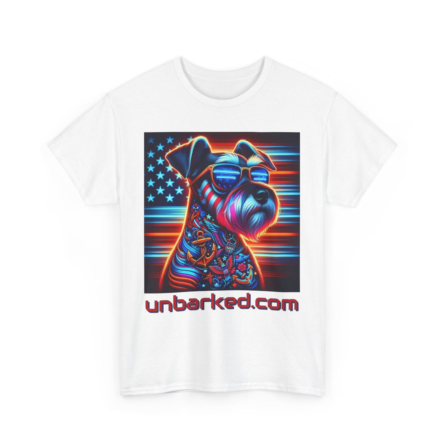 Patriot Miniature Schnauzer Dog Tattoo Heavy Cotton Tee Shirt