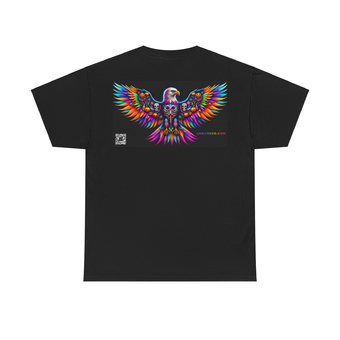 UNBARKED! Halloween Collection - Bald Eagle Vibrant Día de Muertos Tattoo Unisex Heavy Cotton Tee Shirt