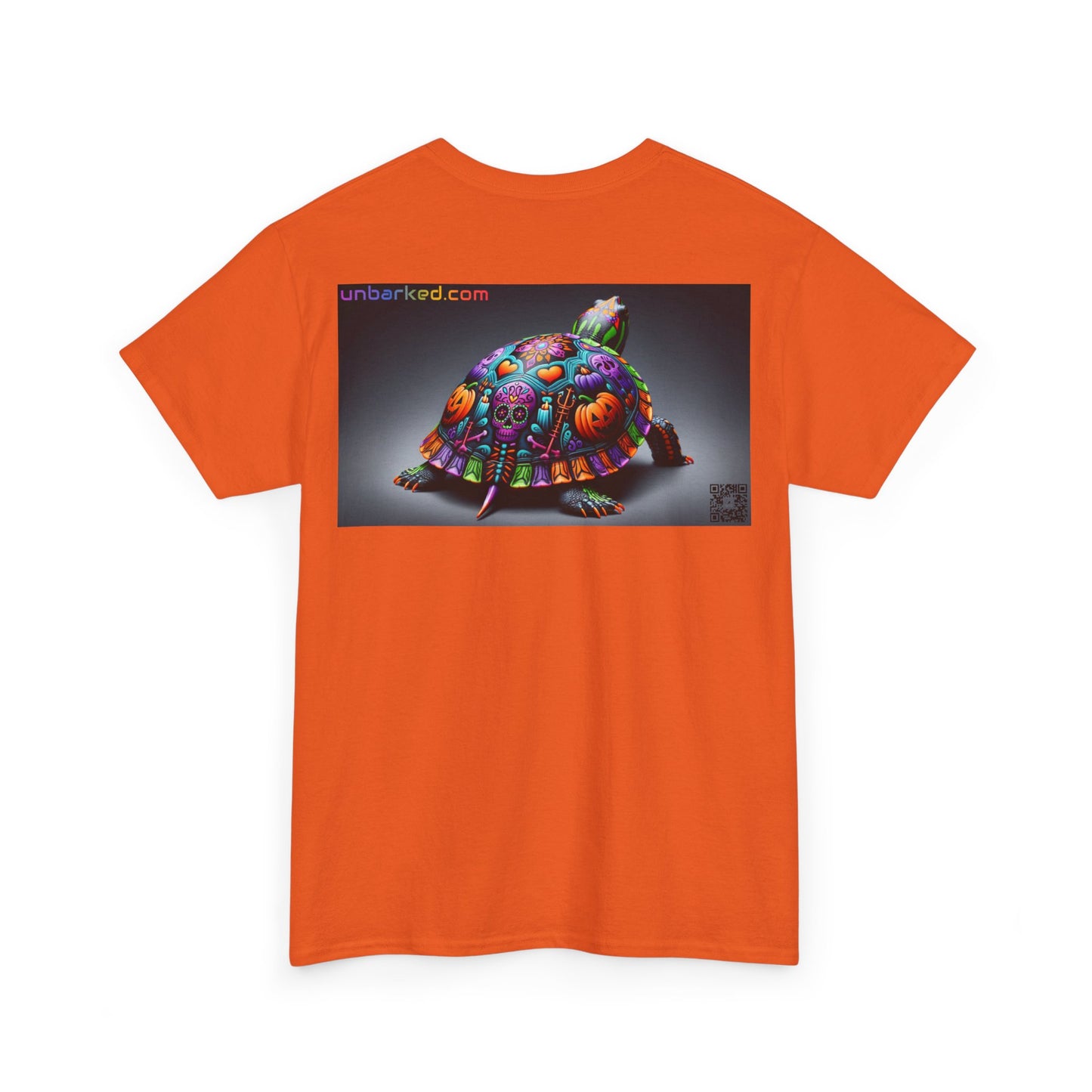 UNBARKED! Halloween Collection - Painted Slider Turtle Vibrant Día de Muertos Tattoo Unisex Heavy Cotton Tee Shirt
