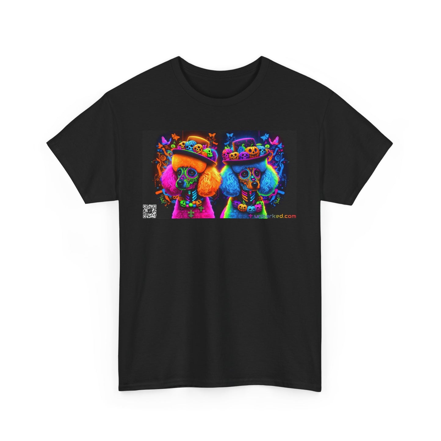 UNBARKED! Halloween Collection - Poodle Dog Vibrant Día de Muertos Tattoo Unisex Heavy Cotton Tee