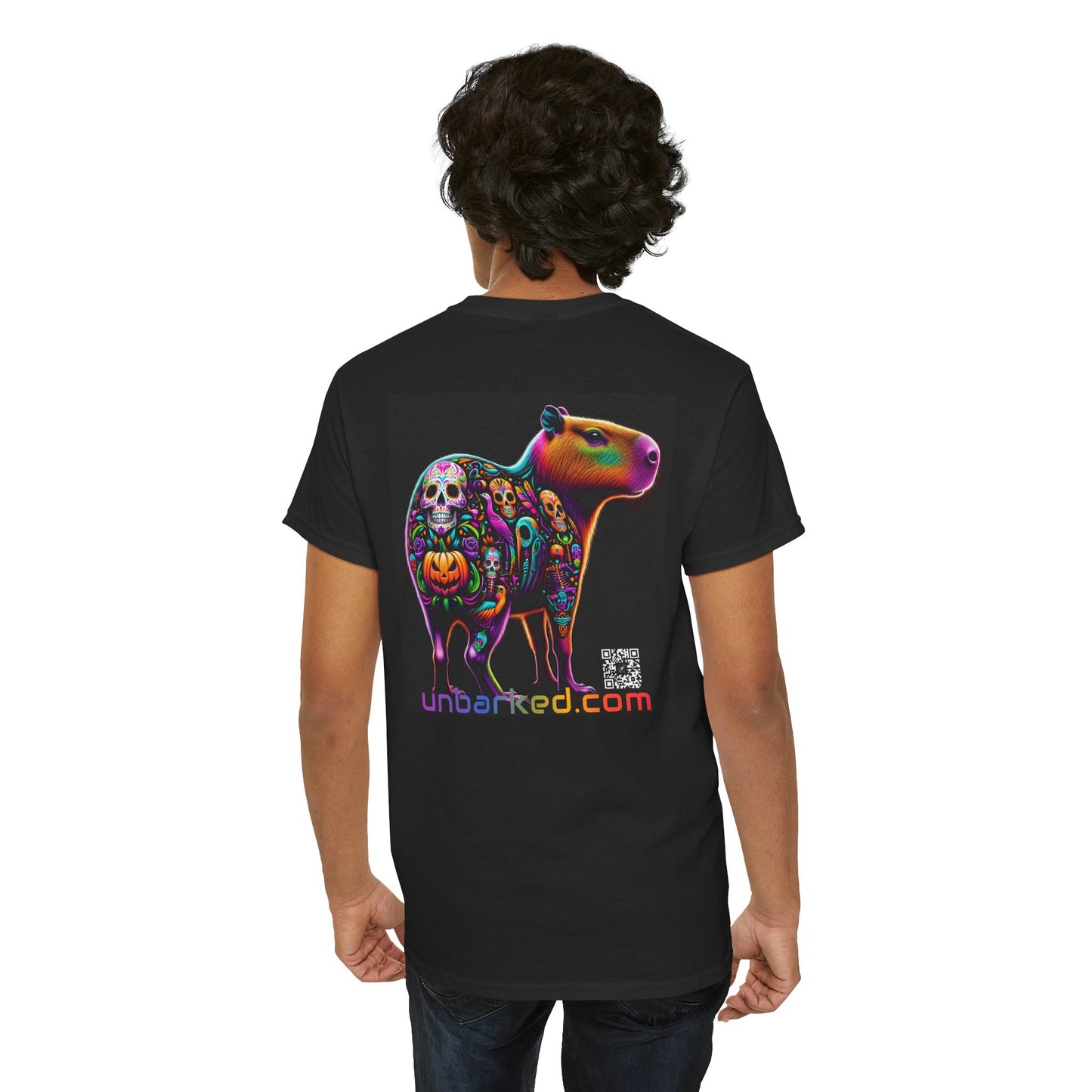 UNBARKED! Halloween Collection - Capybara Vibrant Día de Muertos Tattoo Unisex Heavy Cotton Tee